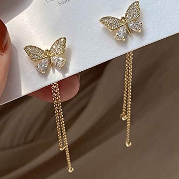 Jewelry - Butterfly Drop Earrings w/Removable Tassels
